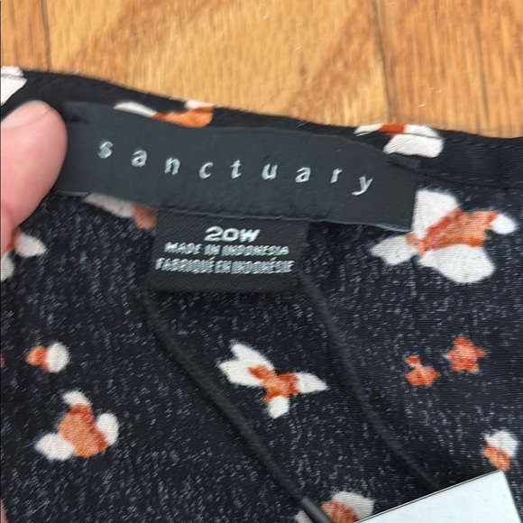 Sanctuary Sweetheart-Neck Puff-Sleeve Midi Dress floral black plus size 20W NWT - Picture 5 of 11